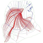 Wellhead protection area delineated using AnAqSim, an analytical element model.