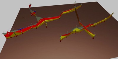 3D Model displayign fence diagram of stratigraphic layers created using Earth Volumetric Studio